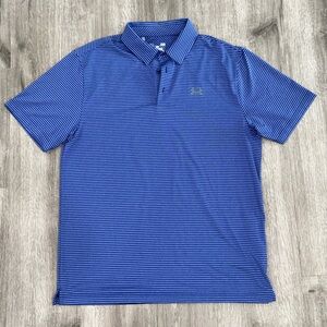 Under Armour Men's Heat Gear Polo- Blue Striped